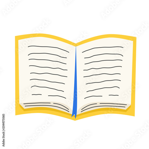Cute Flat Open Book Illustration for Reading and Education Concept
