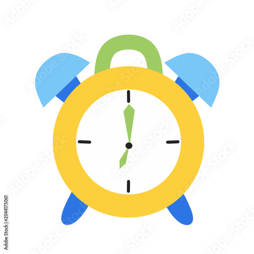 Cute Flat Alarm Clock Illustration for Time Management and School Routine