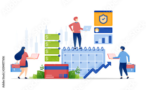 Credit Card Payment Schedule Illustration with Banking Debt Installments Investment Savings Rewards and Transaction Management