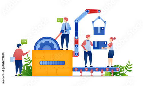 Smart Manufacturing Factory with Robotic Arms Managing Shipping Boxes Automated Logistics and Industrial Operations