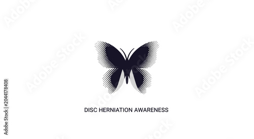Detailed black butterfly disc herniation awareness symbol.