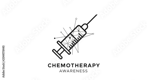 Illustrated syringe symbolizing chemotherapy awareness campaign.