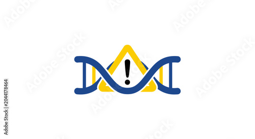 Abstract DNA Structure With Warning Exclamation Symbol.