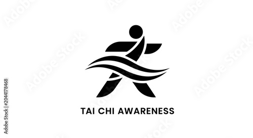 Black and White Tai Chi Awareness Symbol Design.