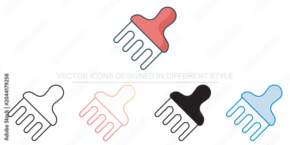 Fototapeta premium Comb Icon Set Isolated on White Background Illustration