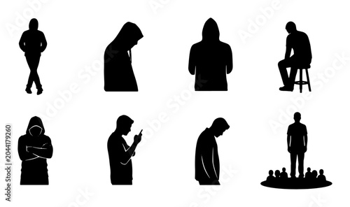 Obraz na plátne Silhouette Figures Collection: Diverse Poses, Modern Style, Vector Icons for Soc