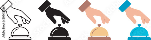 Hotel service bell icon service bell icon isolated vector collection for front desk operations, accommodation services, restaurant assistance and hospitality industry branding.