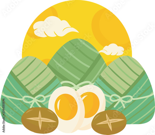 Dragon Boat Festival Zongzi and Salted Eggs Illustration