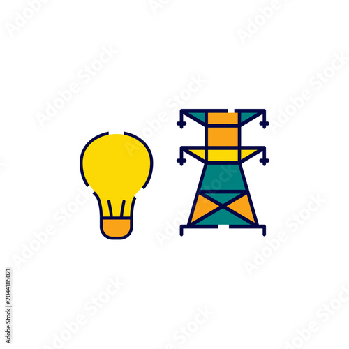 Electric power grid light icon vector template