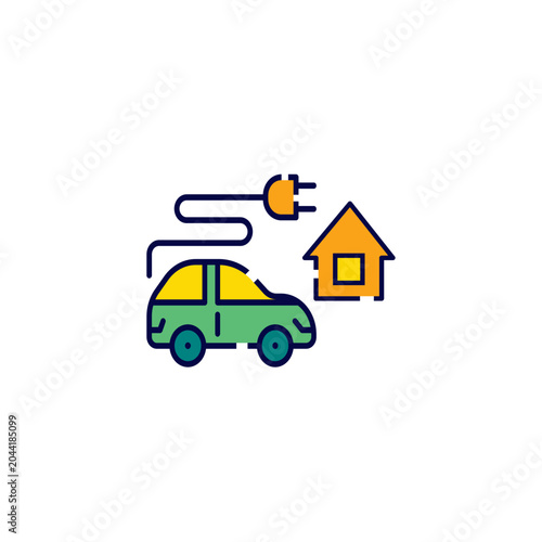 Electric vehicle home charging icon vector template.