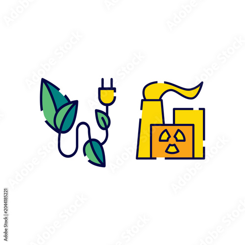Clean eco industrial energy icon vector template.