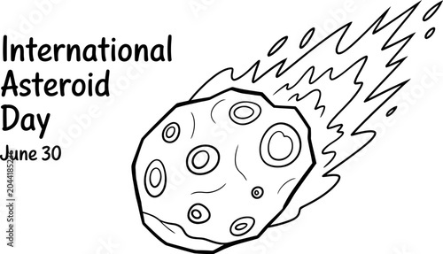 Tableau sur toile International asteroid day illustration with a burning space rock comet flying t