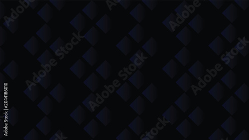 Deep black gray background with repeating diamond shapes in subtle gradient shadows arranged in abstract geometric sleek dimensional composition