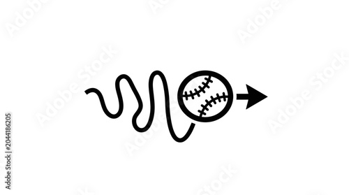 Schilderij op canvas Baseball trajectory icon, motion and speed concept, vector illustration