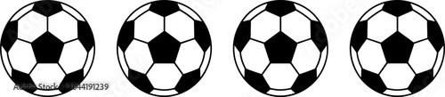 Photos Set of four isolated black and white soccer balls with traditional patterns for sports design elements in image_0411f4