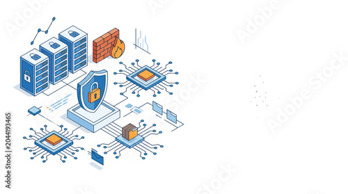 Cybersecurity network protection with firewall and data servers.