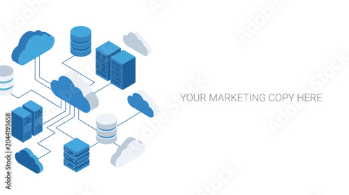 Slika na platnu Cloud Computing Network Data Storage Servers and Connections.