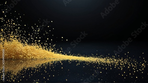 Gold Dust Flowing Across Matte Black Background