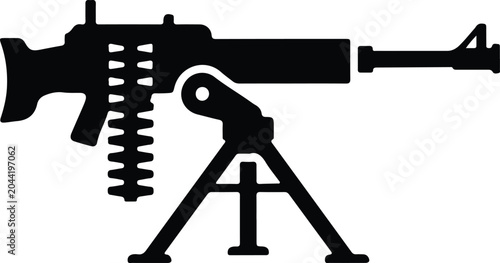 Cuadro en lienzo Silhouette vector of a military heavy machine gun tripod design