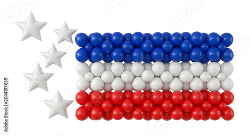 Colorful molecular model of american flag beads