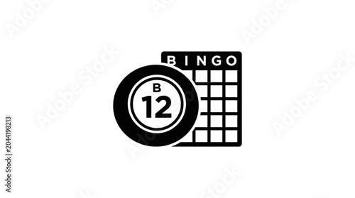 Bingo Card and Ball Icon - Gambling Game Symbol