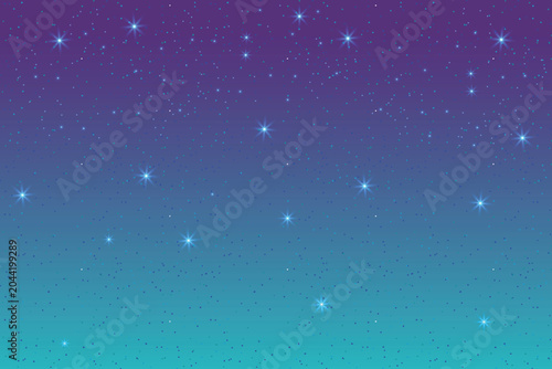Obraz na płótnie Sparkling starry night sky gradient background glowing stars on a purple and tea