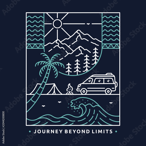 Journey Beyond Limits 2 Outdoor Apparel T-shirt Design Illustration