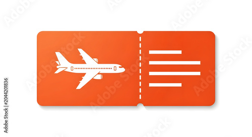 Orange ticket with airplane icon and blank lines