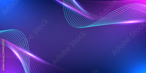 Abstract digital wave background. Design for big data visualization with glowing blue particle wave.