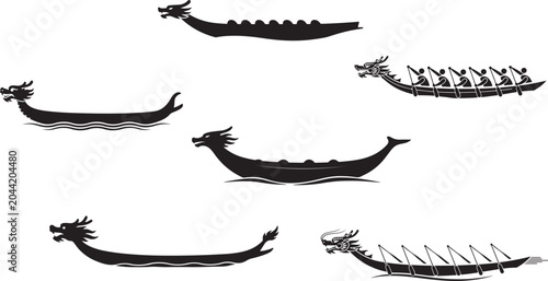 Tableau sur toile Modern dragon boat on white background.