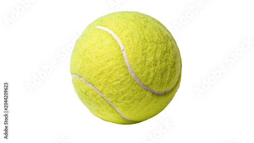 Vibrant yellow neon tennis ball sports game equipment training object on transparent background