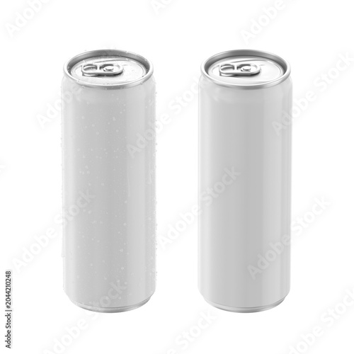 White  aluminum can on a white background, 3D rendering, Illustration.