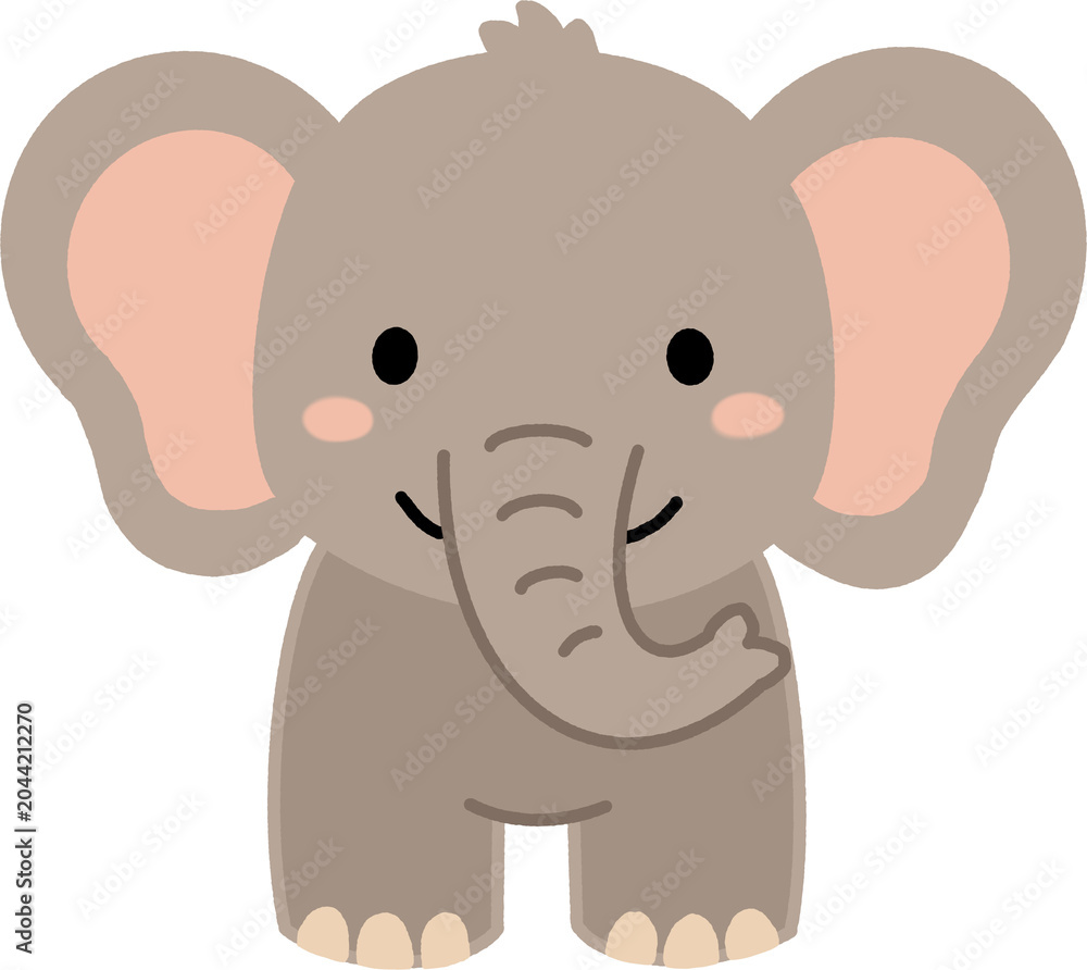 Fototapeta premium Cute grey baby elephant character illustration with transparent background