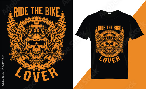 Ride the bike lover skull graphic t-shirt design