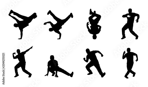 Fényképezés Dynamic Breakdancing Silhouettes, Hip Hop Dance Moves Collection, Urban Street S