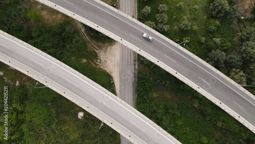 Bild auf Leinwand Drone Shot Of Egnatia Highway Bridge In Greece Epirus, Serving The Regions From