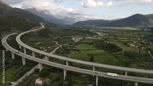 Drone Shot Of Egnatia Highway Bridge In Greece Epirus, Serving The Regions From Port Of Igoumenitsa City - Ioannina - Grevena – Kozani - Thessaloniki