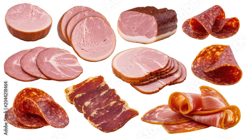 Slika na platnu Assorted Sliced Cured Meats and Ham