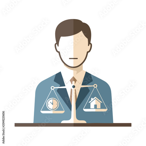 Light Burnout Concept Illustration of Faceless Employee Working Late