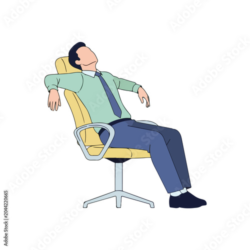 Light Burnout Concept Illustration of Faceless Employee Working Late