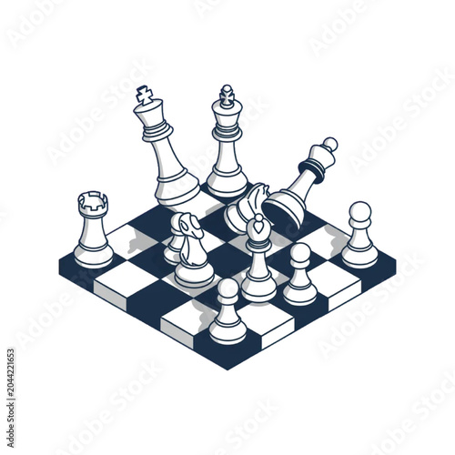 Canvastavla International Chess Day Isometric 3D Floating Miniature Island Diorama Icon – Mi