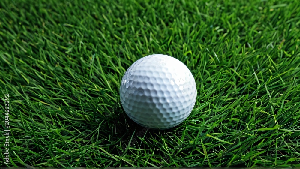 Fototapeta premium Golf Ball on Green Grass Macro