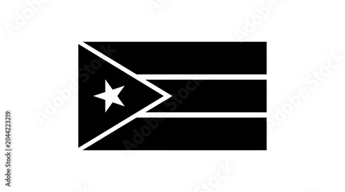 Fotografie Black and white Puerto Rican flag symbol, minimalist vector illustration