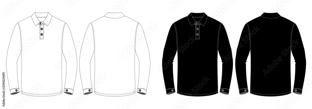 Naklejka premium Long sleeve polo shirt design template mockup