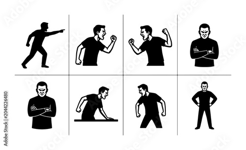 Slika na platnu Conflict and Confrontation Vector Icons: Aggression, Anger, Dispute, and Disagre