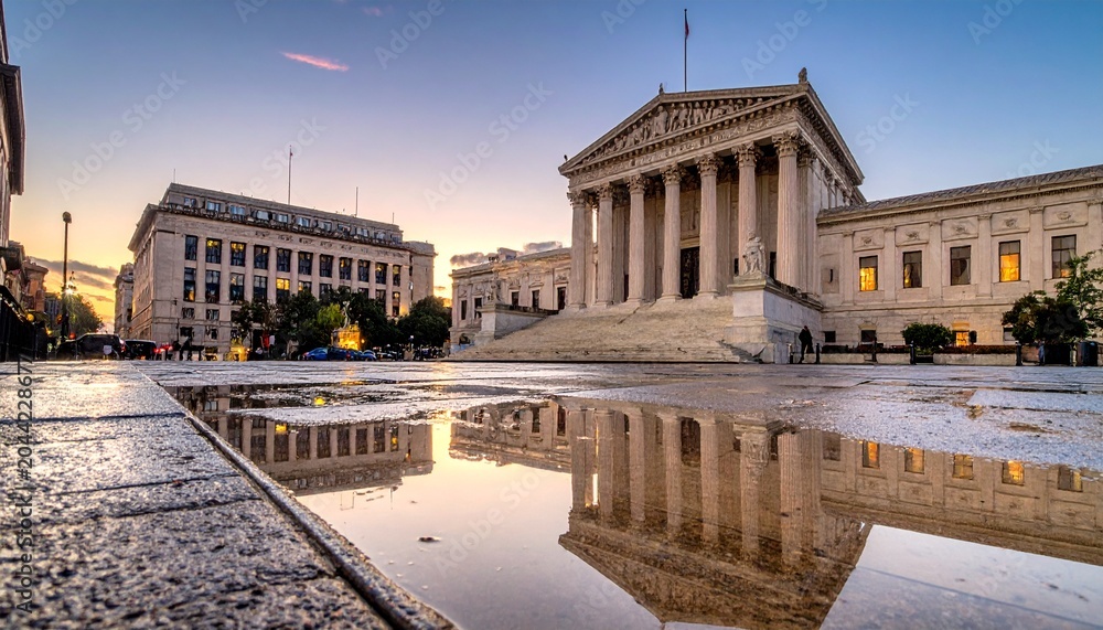 Fototapeta premium Historic European city square with neoclassical buildings and fountain.