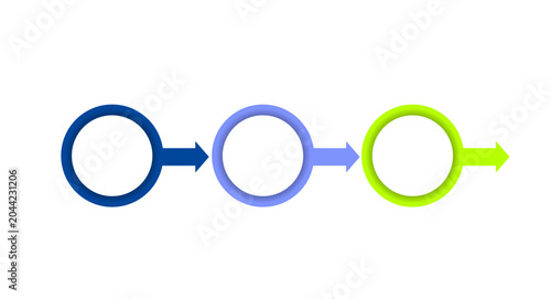 Fotografie 3 steps infographic template with colorful circles and arrows on white background, business process diagram for presentation layout