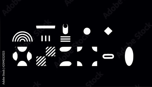 Abstract Geometric Shapes Collection, Black and White Minimalist Design Elements