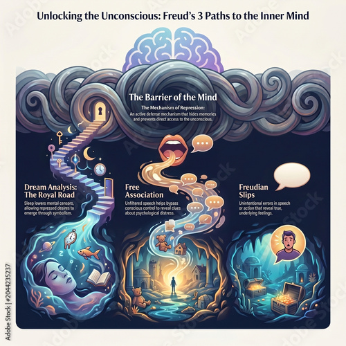 Unlocking the Unconscious Mind: Freud's 3 Paths to Inner Psychology — Dream Analysis, Free Association & Freudian Slips Through the Barrier of Repression