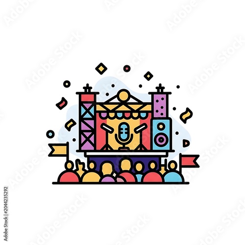 Colorful cartoon castle with birthday number decoration.